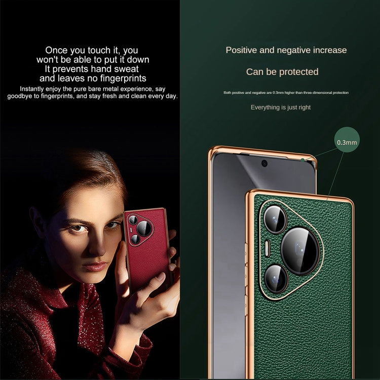 For Huawei Pura 70 Ultra SULADA TPU + Litchi Texture Leather Phone Case(Black)