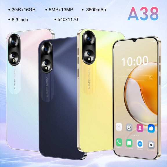 SDT81 / A38, 2GB+16GB, 6.3 inch Screen, Face Identification, Android 10.0 MTK6737 Quad Core, Network: 4G, Dual SIM(White)