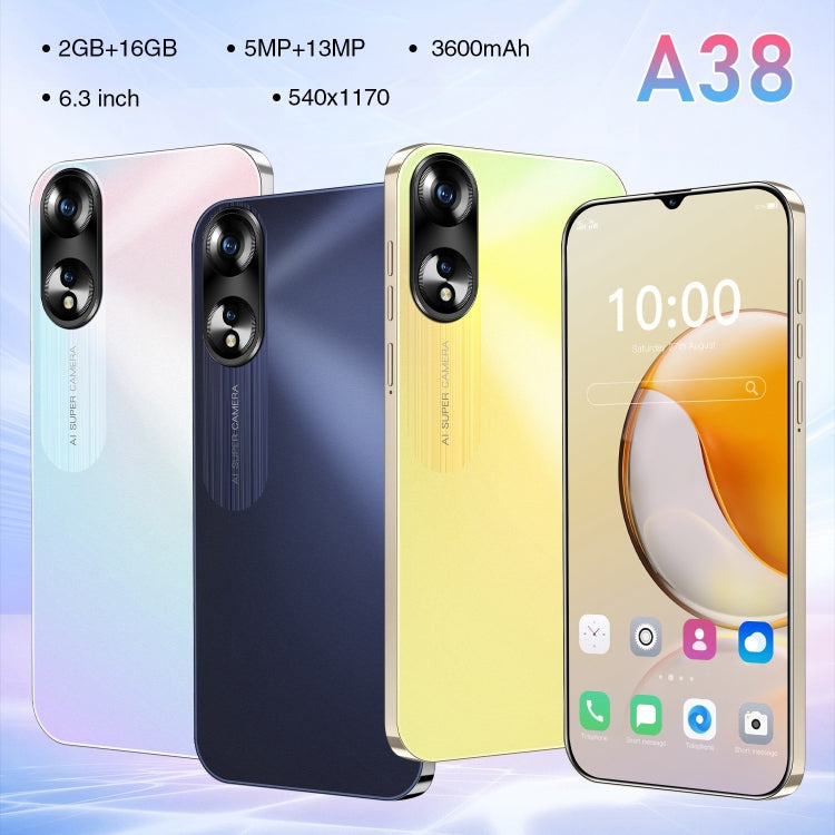 SDT81 / A38, 2GB+16GB, 6.3 inch Screen, Face Identification, Android 10.0 MTK6737 Quad Core, Network: 4G, Dual SIM(White)