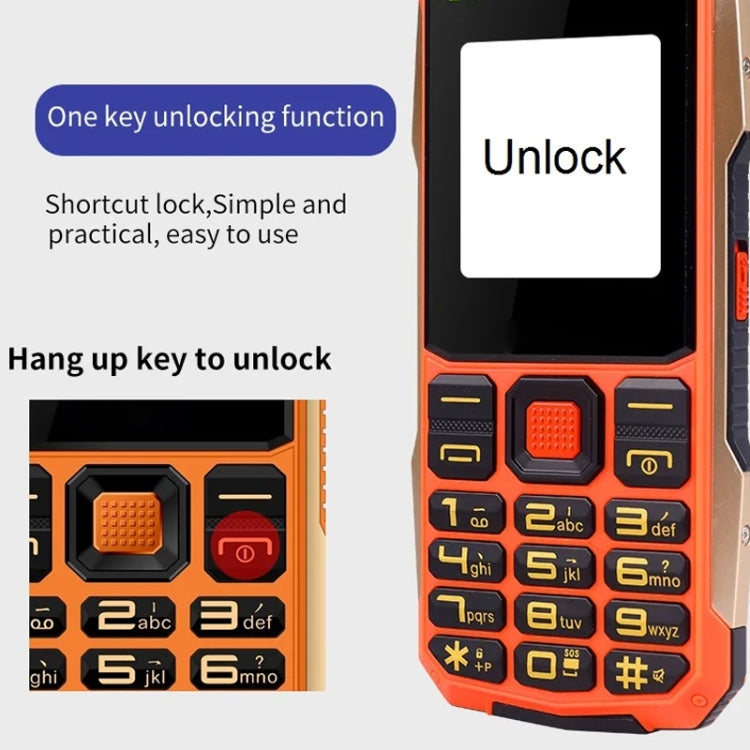 K1+ 4G Elder Rugged Phone, 2.6 inch, 1500mAh Battery, LED Flashlight, Network: 4G, Dual SIM, SOS, Plug:US Plug(Orange)