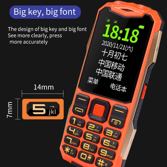 K1+ 4G Elder Rugged Phone, 2.6 inch, 1500mAh Battery, LED Flashlight, Network: 4G, Dual SIM, SOS, Plug:EU Plug(Green)