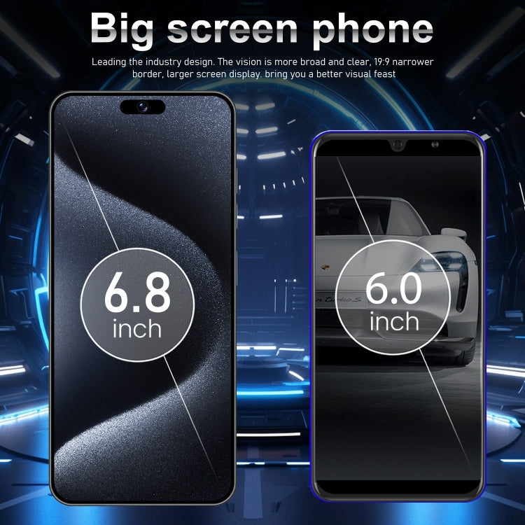 VD1 / i15 Pro Max, 3GB+64GB, 6.8 inch Screen, Face Identification, Android 10.0 MTK6753 Octa Core, Network: 4G, Dual SIM(Blue)