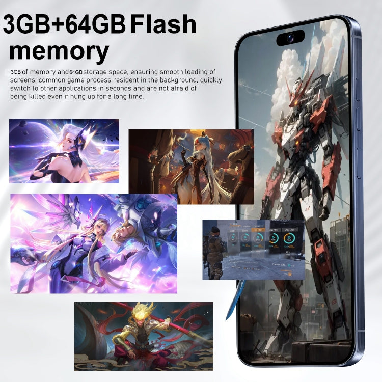VD1 / i15 Pro Max, 3GB+64GB, 6.8 inch Screen, Face Identification, Android 10.0 MTK6753 Octa Core, Network: 4G, Dual SIM(Blue)