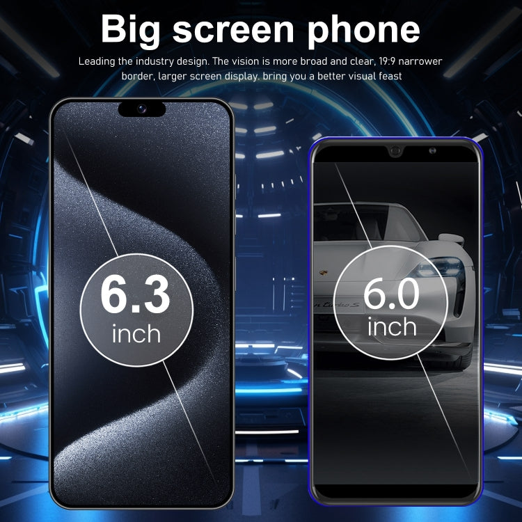 ZPT95 / i15 Pro Max, 2GB+16GB, 6.3 inch Screen, Face Identification, Android 8.1 SC7731 Quad Core, Network: 5G, Dual SIM(Blue)