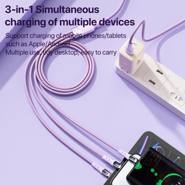 ROCK G20 1.5m 100W 3 in 1 USB-C / Type-C Fast Charging Data Cable(White)