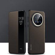 For Huawei Mate 70 Pro / Mate 70 Pro+ SULADA Kevlar 600D Texture Smart Window Leather Phone Case(Brown)