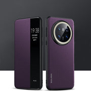 For Huawei Mate 70 SULADA Kevlar 600D Texture Smart Window Leather Phone Case(Purple)