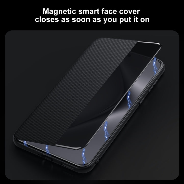 For Huawei Mate 70 SULADA Kevlar 600D Texture Smart Window Leather Phone Case(Blue)