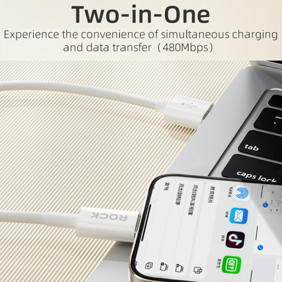 ROCK P8 Prime Series 1m USB Fast Charging Data Cable, Interface:2.4A 8 Pin(White)
