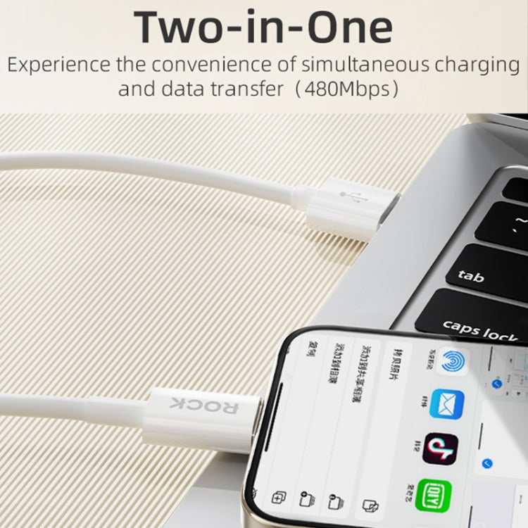 ROCK P8 Prime Series 1m USB Fast Charging Data Cable, Interface:2.4A 8 Pin(White)