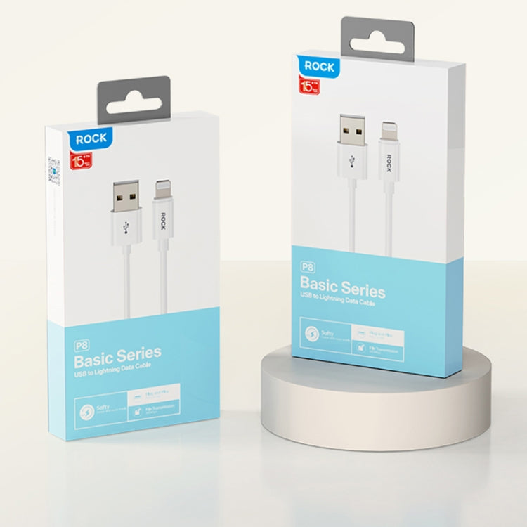 ROCK P8 Prime Series 1m USB Fast Charging Data Cable, Interface:2.4A 8 Pin(White)