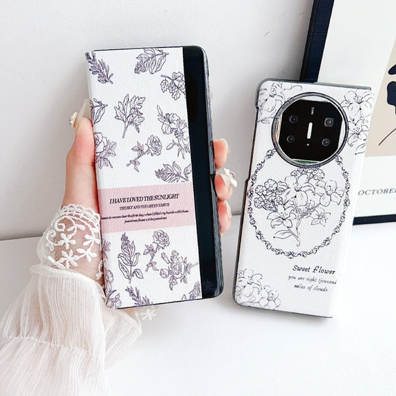 For Huawei Mate X5 / X2 Sketching Flowers Flip Leather Phone Case(Black)