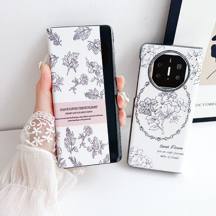 For Huawei Mate X5 / X2 Sketching Flowers Flip Leather Phone Case(Black)