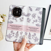 For Huawei Mate X5 / X2 Sketching Flowers Flip Leather Phone Case(Pink)