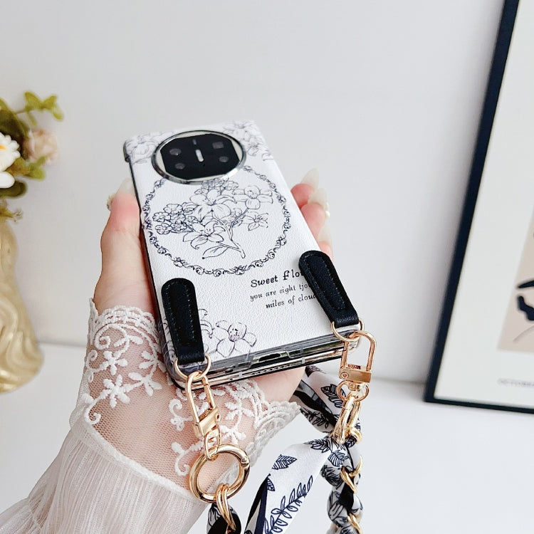 For Huawei Mate X5 / X2 Sketching Flowers Flip Leather Phone Case with Bracelet(Black)