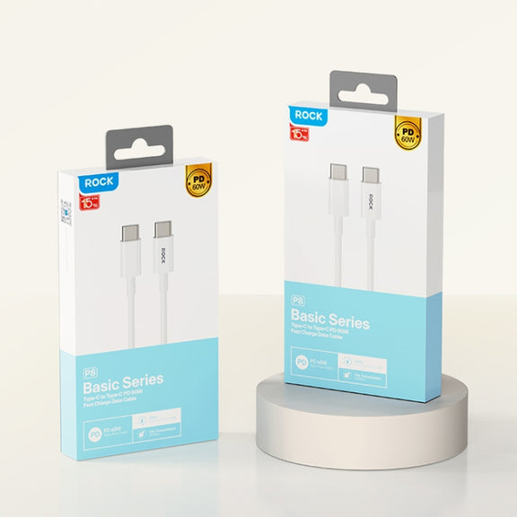 ROCK P8 Prime Series 1m USB-C / Type-C Fast Charging Data Cable, Interface:PD27W 8 Pin(White)