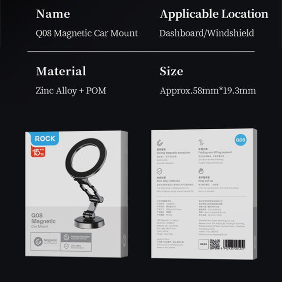 ROCK Q08 Car Magnetic Foldable Phone Holder(Black)