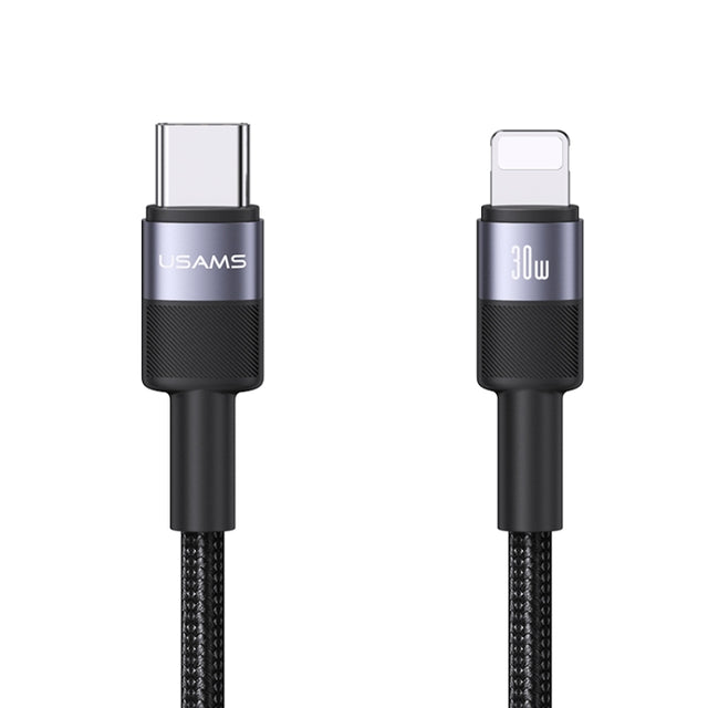 USAMS SJ729 30W USB-C/Type-C to 8 Pin Aluminum Alloy Data Cable, Length: 1.2m(Tarnish)