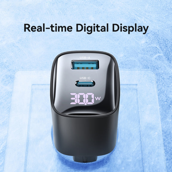 USAMS CC229 30W USB+USB-C / Type-C Dual Port GaN Digital Display Charger, Specifications: EU Plug(White)