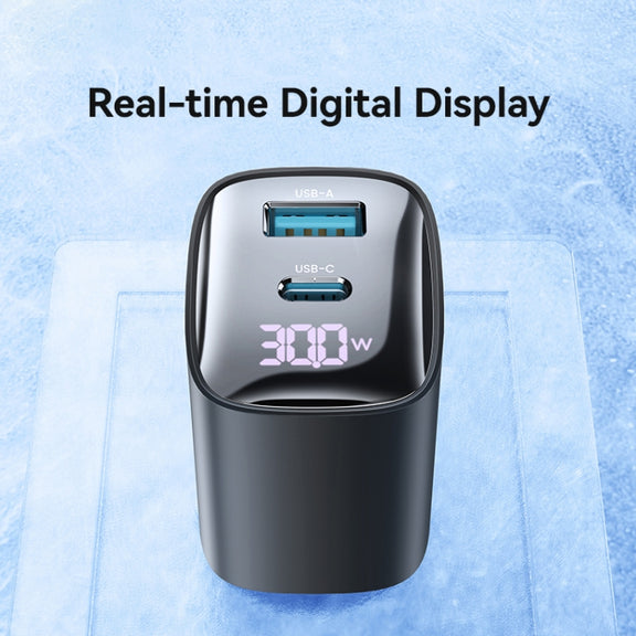 USAMS CC230 30W USB+USB-C / Type-C Dual Port GaN Digital Display Charger, Specifications: US Plug(White)