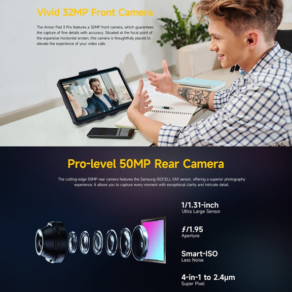 Ulefone Armor Pad 3 Pro Rugged Tablet PC, 8GB+256GB, 10.36 inch Android 13 MediaTek MT8788 Octa Core 4G Network, EU Plug(Black)