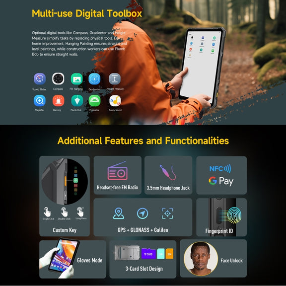 Ulefone Armor Pad 3 Pro Rugged Tablet PC, 8GB+256GB, 10.36 inch Android 13 MediaTek MT8788 Octa Core 4G Network, EU Plug(Black)