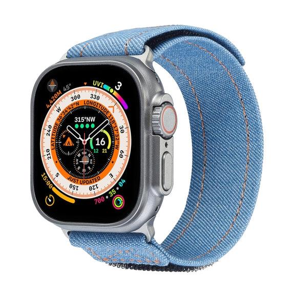 For Apple Watch Ultra 2 49mm Cowboy Nylon Hook and Loop Fastener Watch Band(Light Blue)