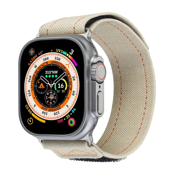For Apple Watch Ultra 2 49mm Cowboy Nylon Hook and Loop Fastener Watch Band(Apricot)