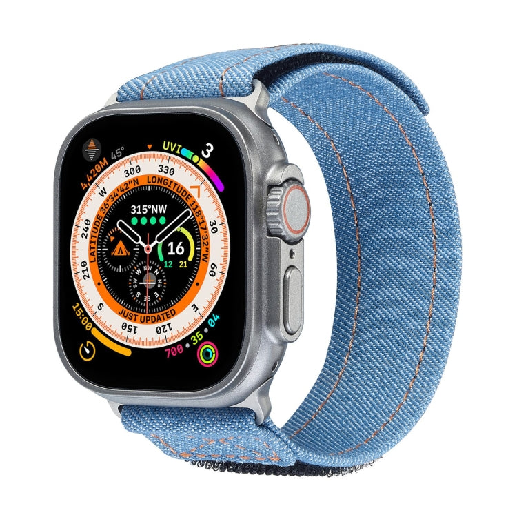 For Apple Watch Ultra 49mm Cowboy Nylon Hook and Loop Fastener Watch Band(Light Blue)