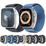 For Apple Watch Ultra 49mm Cowboy Nylon Hook and Loop Fastener Watch Band(Dark Blue)