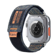 For Apple Watch Ultra 49mm Cowboy Nylon Hook and Loop Fastener Watch Band(Dark Blue)