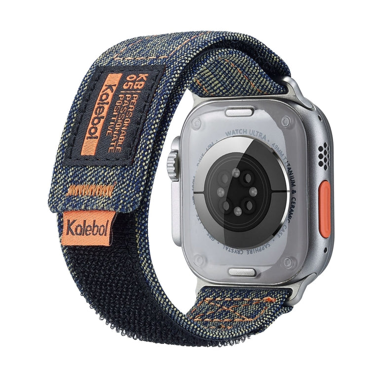 For Apple Watch Ultra 49mm Cowboy Nylon Hook and Loop Fastener Watch Band(Light Blue)