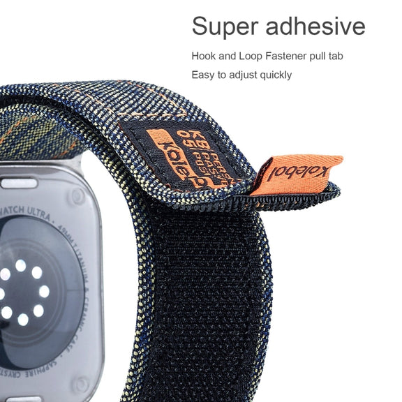For Apple Watch Ultra 49mm Cowboy Nylon Hook and Loop Fastener Watch Band(Light Blue)