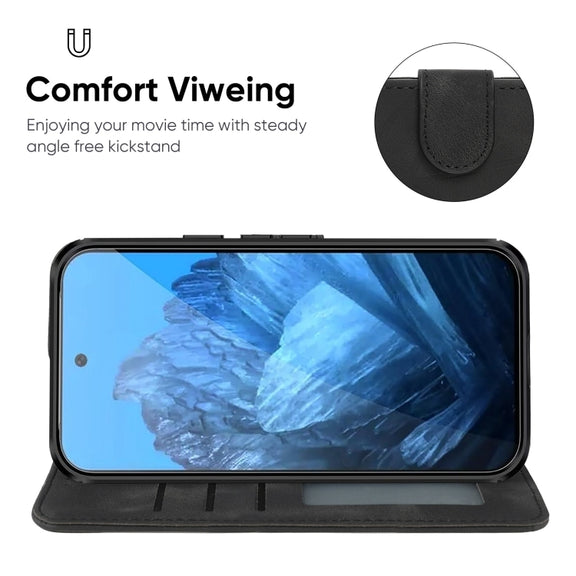 For Google Pixel 9 / 9 Pro Skin Feel Geometric Lines Leather Phone Case(Black)
