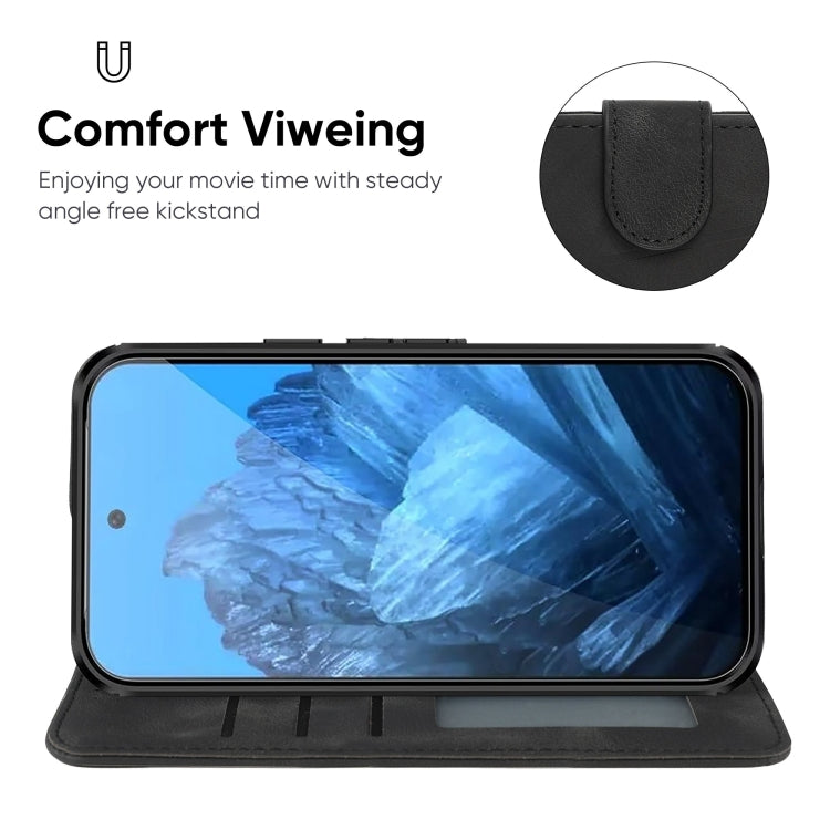 For Google Pixel 9 / 9 Pro Skin Feel Geometric Lines Leather Phone Case(Black)