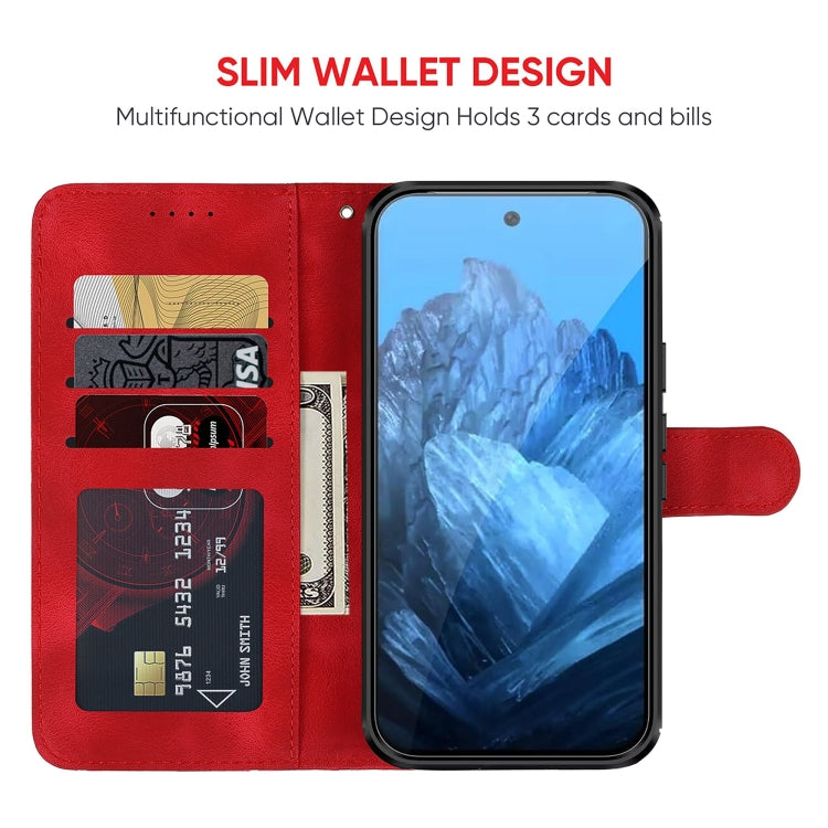 For Google Pixel 9 / 9 Pro Skin Feel Geometric Lines Leather Phone Case(Red)