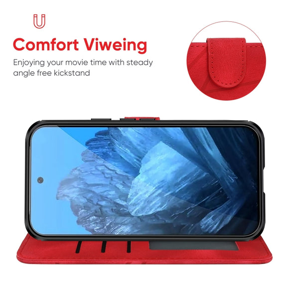 For Google Pixel 9 / 9 Pro Skin Feel Geometric Lines Leather Phone Case(Red)