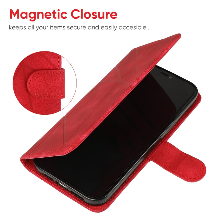 For Google Pixel 9 / 9 Pro Skin Feel Geometric Lines Leather Phone Case(Red)