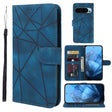 For Google Pixel 9 / 9 Pro Skin Feel Geometric Lines Leather Phone Case(Blue) - Google Cases by PMC TechLife | Online Shopping South Africa | PMC TechLife | Buy Now Pay Later Mobicred