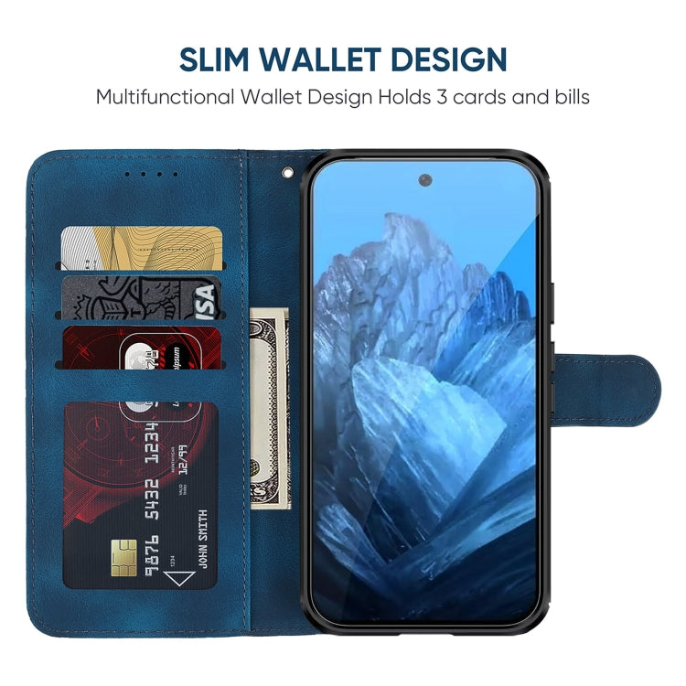 For Google Pixel 9 / 9 Pro Skin Feel Geometric Lines Leather Phone Case(Blue)