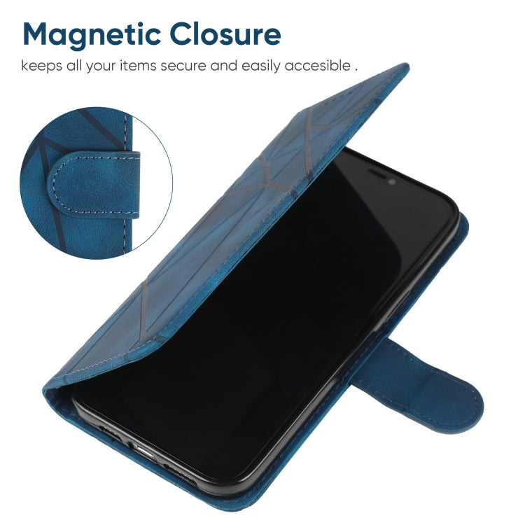 For Google Pixel 9 / 9 Pro Skin Feel Geometric Lines Leather Phone Case(Blue)