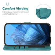 For Google Pixel 9 / 9 Pro Skin Feel Geometric Lines Leather Phone Case(Green)