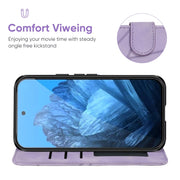 For Google Pixel 9 / 9 Pro Skin Feel Geometric Lines Leather Phone Case(Purple)