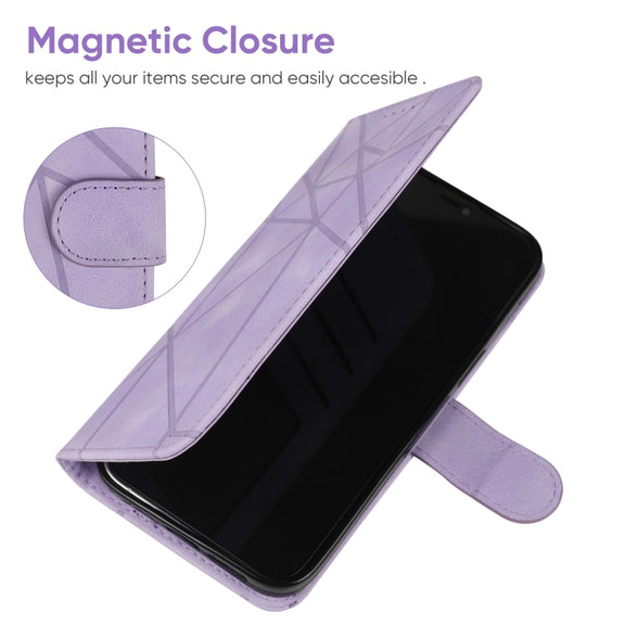 For Google Pixel 9 / 9 Pro Skin Feel Geometric Lines Leather Phone Case(Purple)
