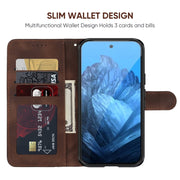 For Google Pixel 9 / 9 Pro Skin Feel Geometric Lines Leather Phone Case(Brown)