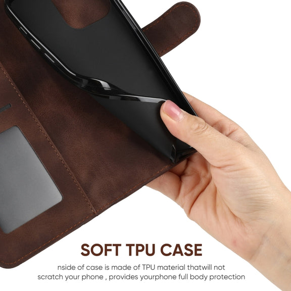 For Google Pixel 9 / 9 Pro Skin Feel Geometric Lines Leather Phone Case(Brown)