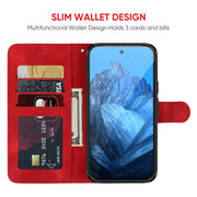 For Google Pixel 9 Pro XL Skin Feel Geometric Lines Leather Phone Case(Red)