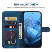 For Google Pixel 9 Pro XL Skin Feel Geometric Lines Leather Phone Case(Blue)