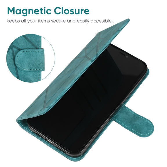 For Google Pixel 9 Pro XL Skin Feel Geometric Lines Leather Phone Case(Green)