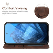 For Google Pixel 9 Pro XL Skin Feel Geometric Lines Leather Phone Case(Brown)